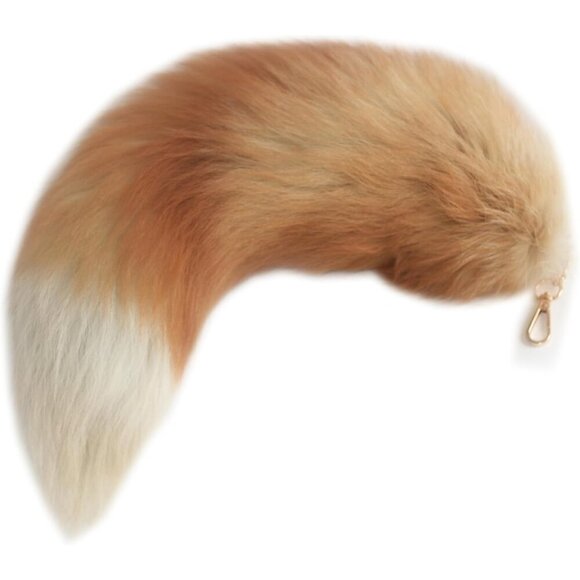 🆕Women Orange Fluffy Real Fox Tail Fur Keychain Pendant Cosplay Stylish Handbag - Picture 1 of 9